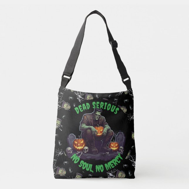 Ajustable 🖤 Sac fourre-tout d'Halloween Black Frankenstein (Devant)
