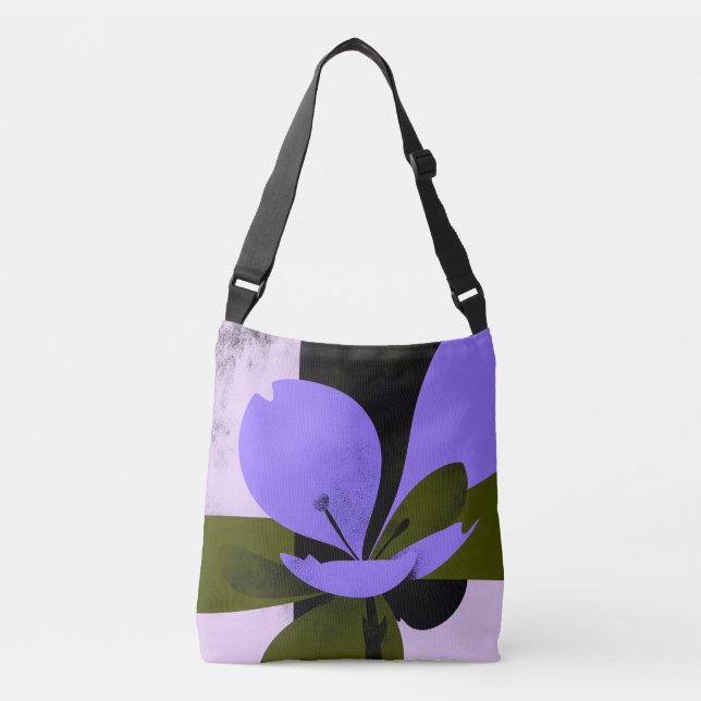 Ajustable Sac fourre-tout fleur violette – Floral abstrait m (Devant)