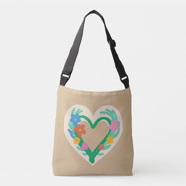 Ajustable Sac fourre-tout floral du coeur (Devant)
