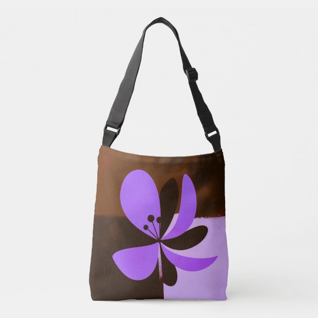 Ajustable Sac fourre-tout floral violet – Conception de fleu (Devant)
