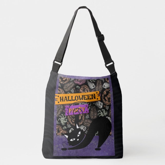 Ajustable Sac fourre-tout Halloween et chat noir (Devant)