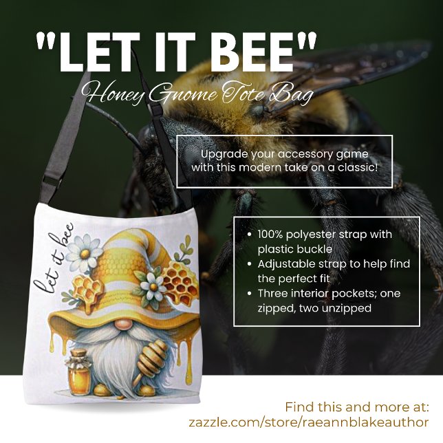 Ajustable Sac fourre-tout « Let It Bee » Honey Gnome (Créateur téléchargé)