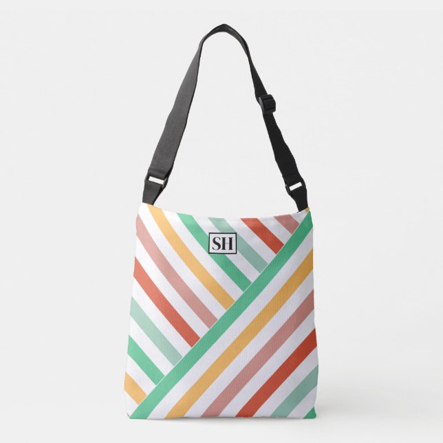 Ajustable Sac fourre-tout monogrammé à rayures de bonbon (Devant)
