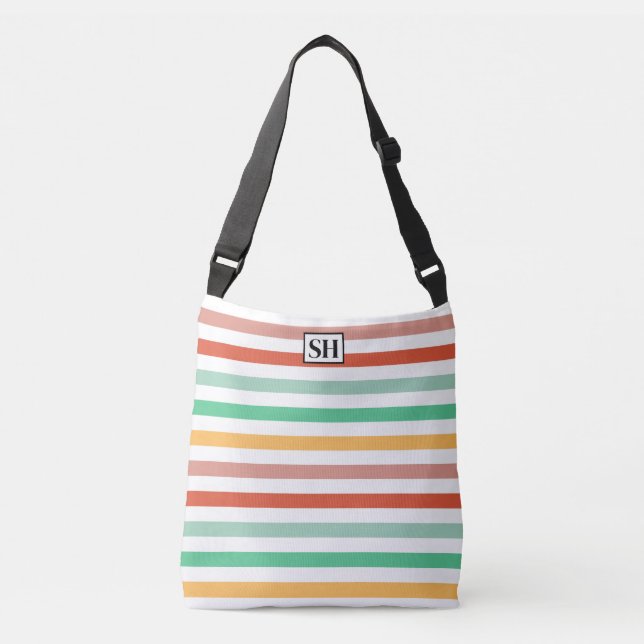 Ajustable Sac fourre-tout monogrammé à rayures de bonbon (Devant)
