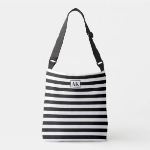 Ajustable Sac fourre-tout Monogramme à rayures noir et blanc