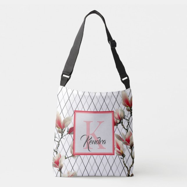 Ajustable Sac fourre-tout Monogramme Blanc Et Rose Personnal (Devant)
