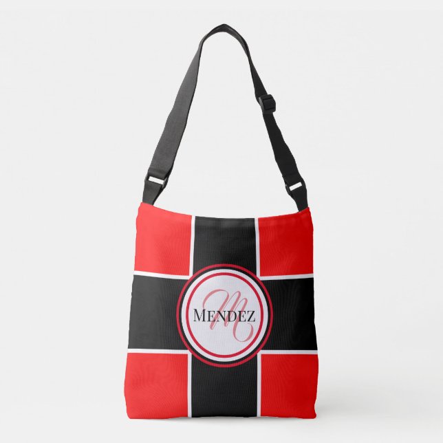 Ajustable Sac fourre-tout Monogramme Rouge Et Noir De La Com (Devant)