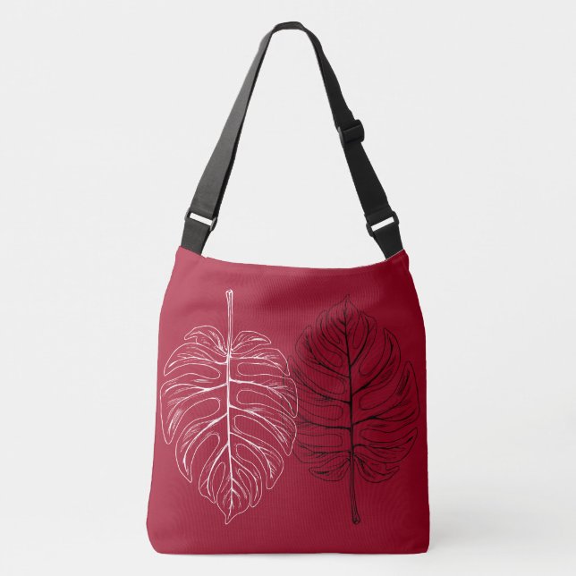 Ajustable Sac fourre-tout Monstera noir et blanc (Devant)