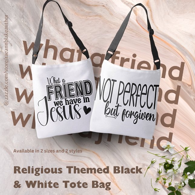 Ajustable Sac fourre-tout noir et blanc à thème religieux (Créateur téléchargé)