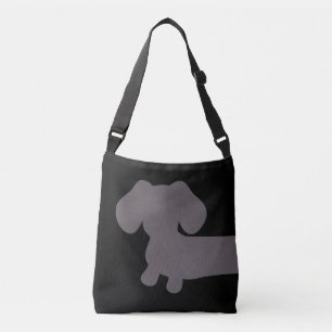 Ajustable Sac fourre-tout noir et gris à teckel