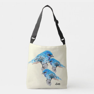 Ajustable Sac fourre-tout : Oiseaux bleus