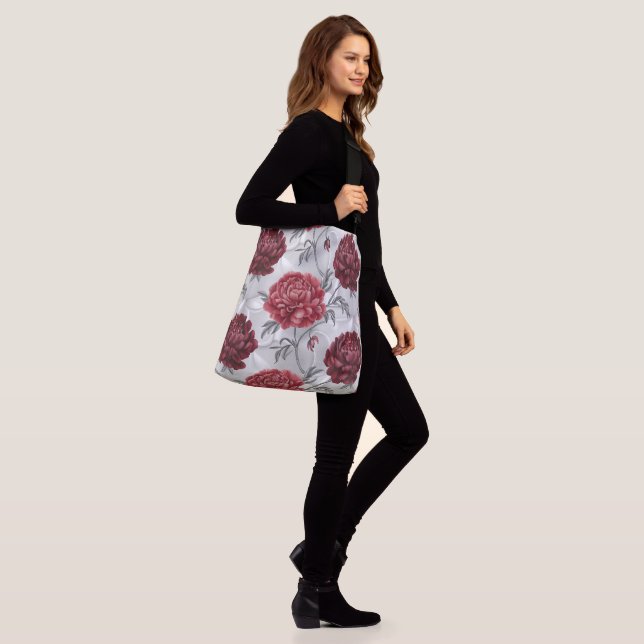 Ajustable Sac fourre-tout Peony tiré à la main - Élégant cri (Sur le modèle)