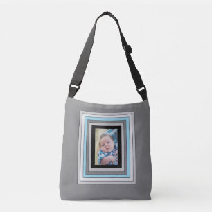 Ajustable Sac fourre-tout photo personnalisé bleu et noir po