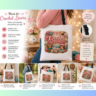 Ajustable Sac fourre-tout pour amoureux du crochet   Sac cad