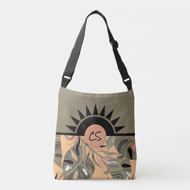 Ajustable Sac fourre-tout Springtime vert et pêche personnal (Devant)