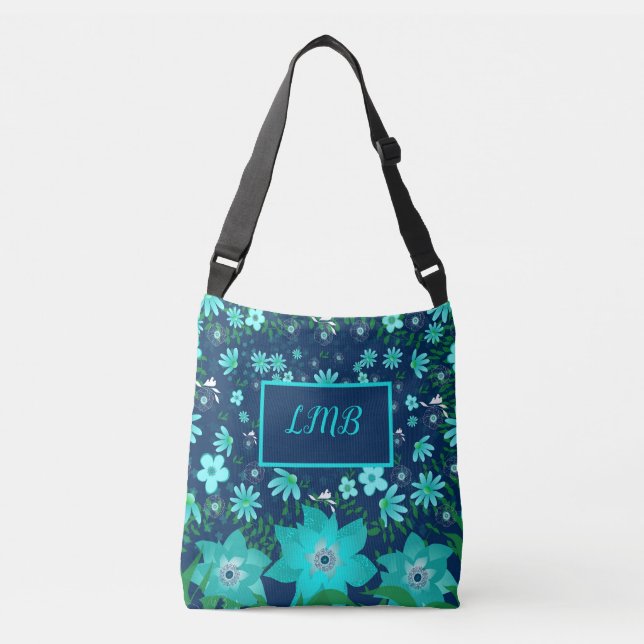 Ajustable Sac fourre-tout tropical turquoise et marine perso (Devant)