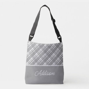 Ajustable Sac Gris Grand Plaid Et Gratuit Crossbody