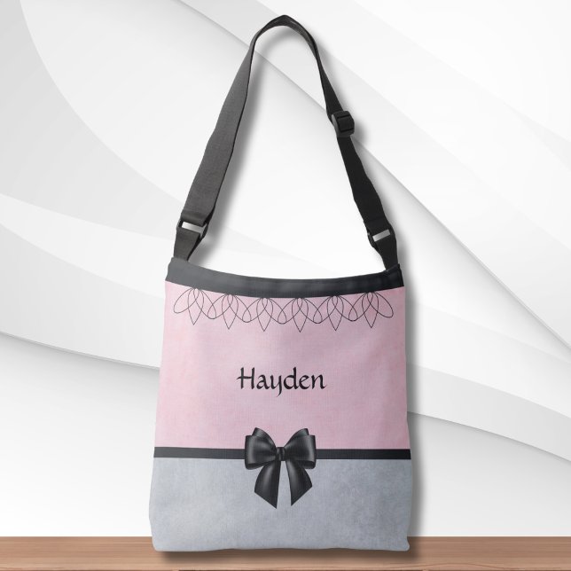 Ajustable Sac messenger rose et gris doux et sophistiqué (Sweet and Sophisticated Pink and Gray Messenger Bag)