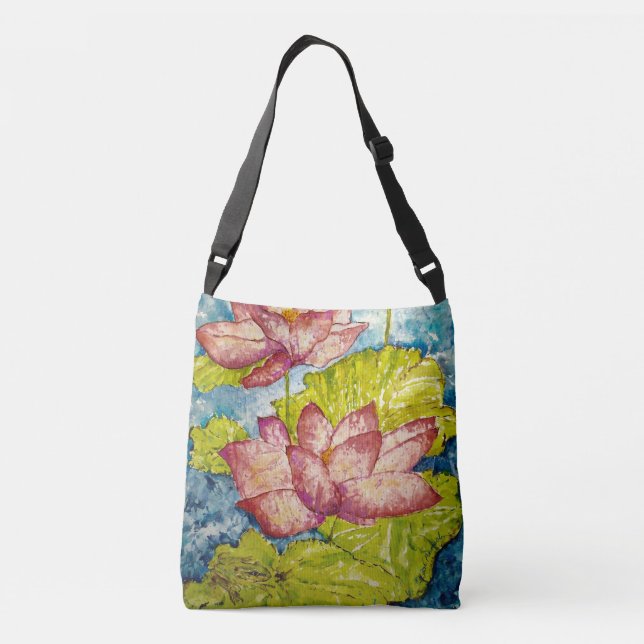 Ajustable Sac mortuaire floral rose à croix d'aquarelle (Dos)