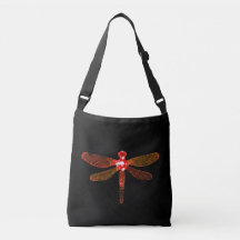 Sac mortuaire rouge à croix de libellule