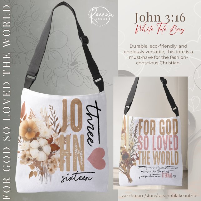 Ajustable Sac Tote Blanc Verset Biblique Jean 3:16 (Créateur téléchargé)