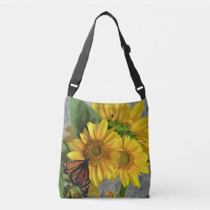 Ajustable Sac transversal tournesol et papillon monarque