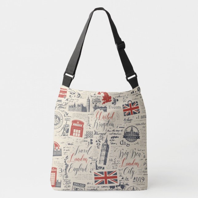 Ajustable Sac vintage London Cross-Body (Devant)
