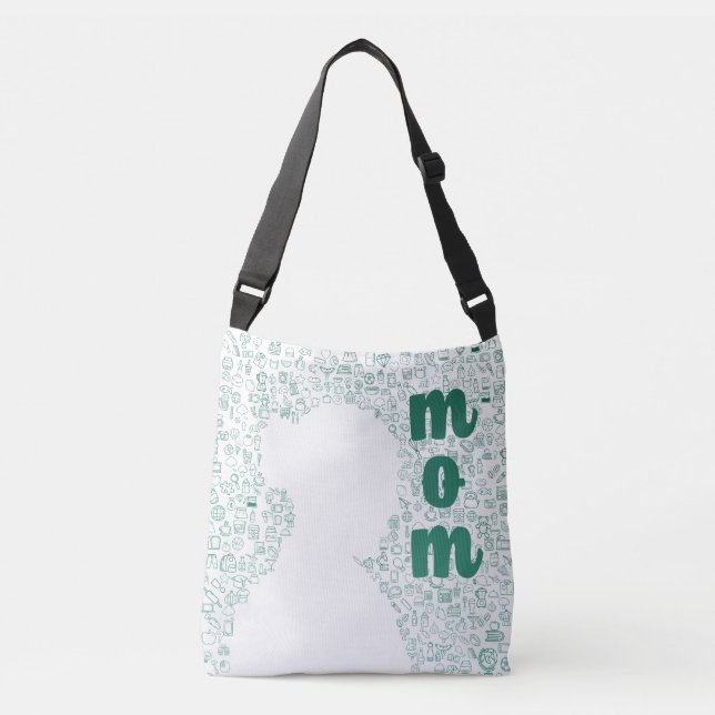 Ajustable Silhouette blanche d'un Sac fourre-tout maman (Devant)