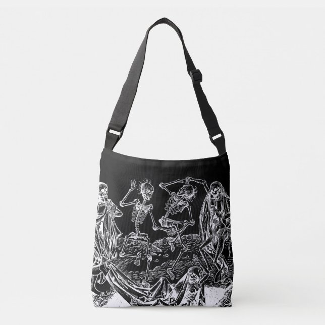 Ajustable Skeleton Danse Macabre Sac fourre-tout noir (Devant)