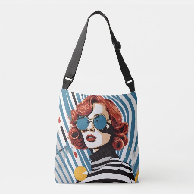 Ajustable Stripes & Shades Pop Art Statement Sac fourre-tout (Devant)