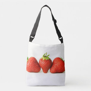 Ajustable Trois Fraises Sur Le Sac Crossbody Blanc Cbcn