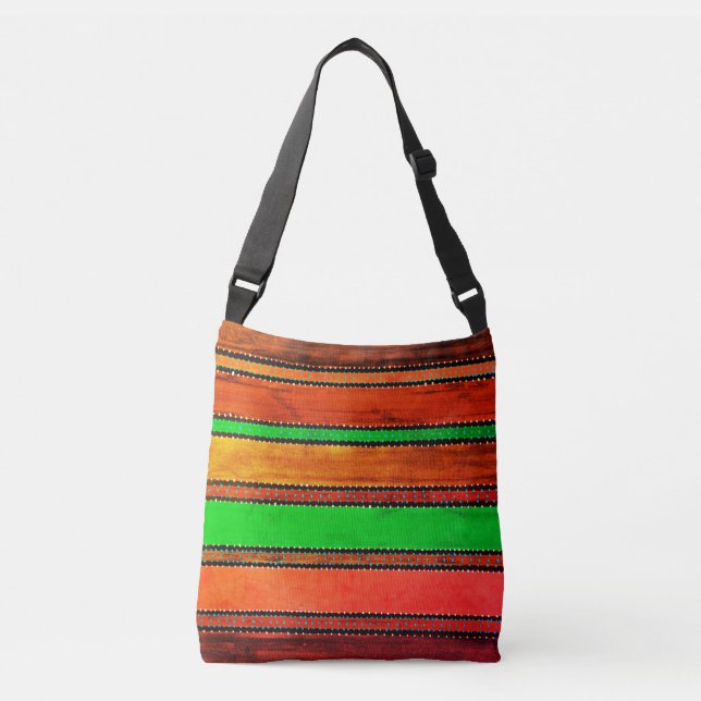 Ajustable Vintage Guatemala Rainbow Crossbody Sac (Devant)