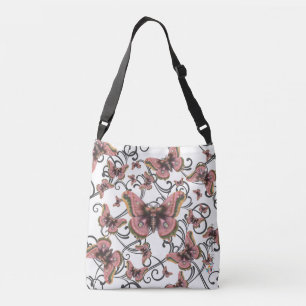Ajustable Vol du sac rose de Crossbody de papillon (Mediu)