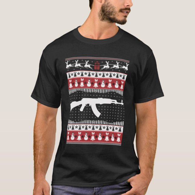 Ak47 Chandail de Noël moche Xmas T-Shirt Ak47 (Devant)