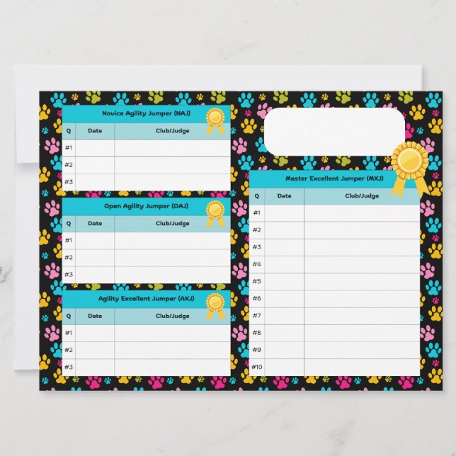 AKC Agility Master Jumper Title Tracker Card (Devant)