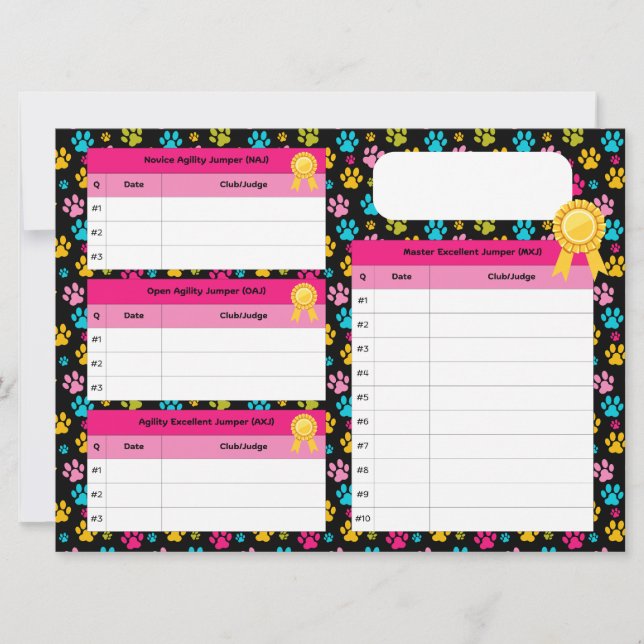 AKC Agility Master Jumper Title Tracker Card (Devant)