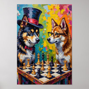 Akita Américain Échiquier Pop Art, Art mural drôle