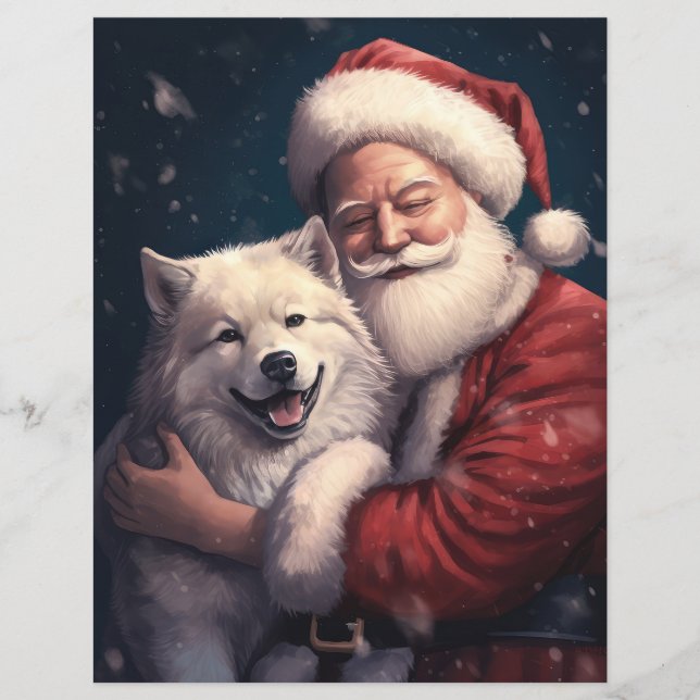 Akita avec le Père Noël Fête de Noël (Devant)
