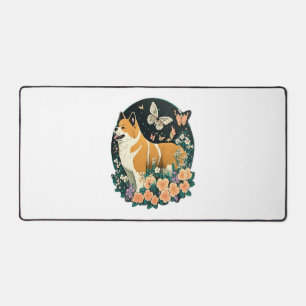 Akita Chien avec Fleur et T-shirt Papillon