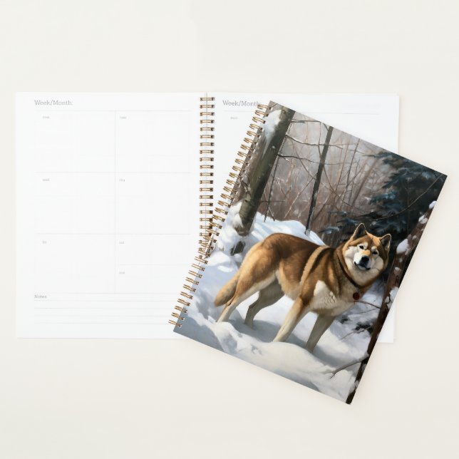 Akita Laissez tomber la neige de Noël (Devant avec enveloppe)
