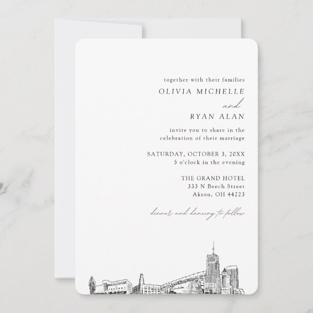 Akron Mariage Elegant Skyline Invitation (Devant)