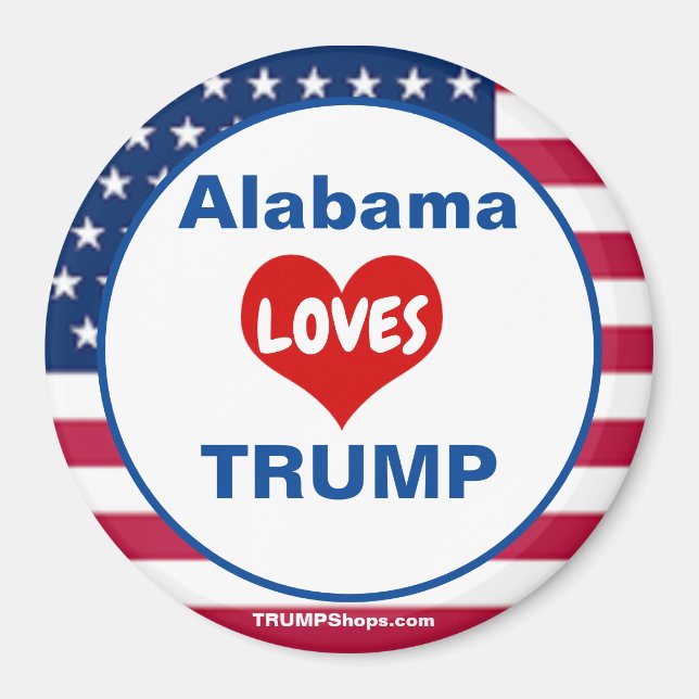 Alabama ADORE TRUMP Aimant patriotique (Devant)