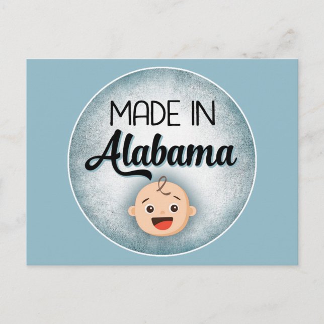 Alabama Baby Funny Blue New Boy Carte Postale (Devant)