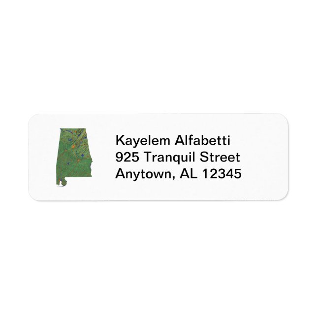 Alabama Carte Adresse de retour Étiquette (Devant)