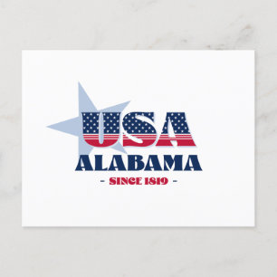 Alabama en carte postale rouge, blanche et bleue