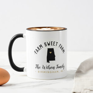 Alabama Farm Sweet Farm Famille Monogramme Mug