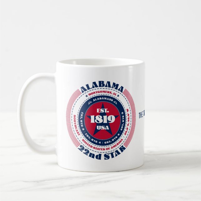 Alabama Patriotic Circulaire Monogramme Mug (Gauche)