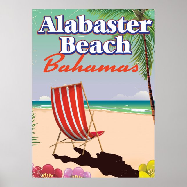 Alabaster Beach Bahamas affiche voyage (Devant)