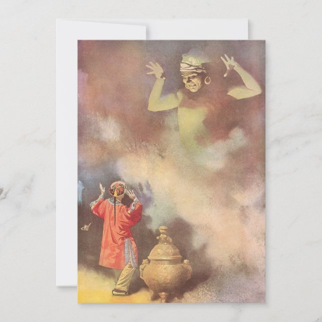 Aladdin vintage et Génie de la Lampe Invitation (Devant)