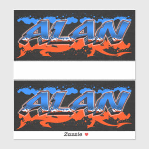 Alan Prénom Nom Graffiti Autocollants